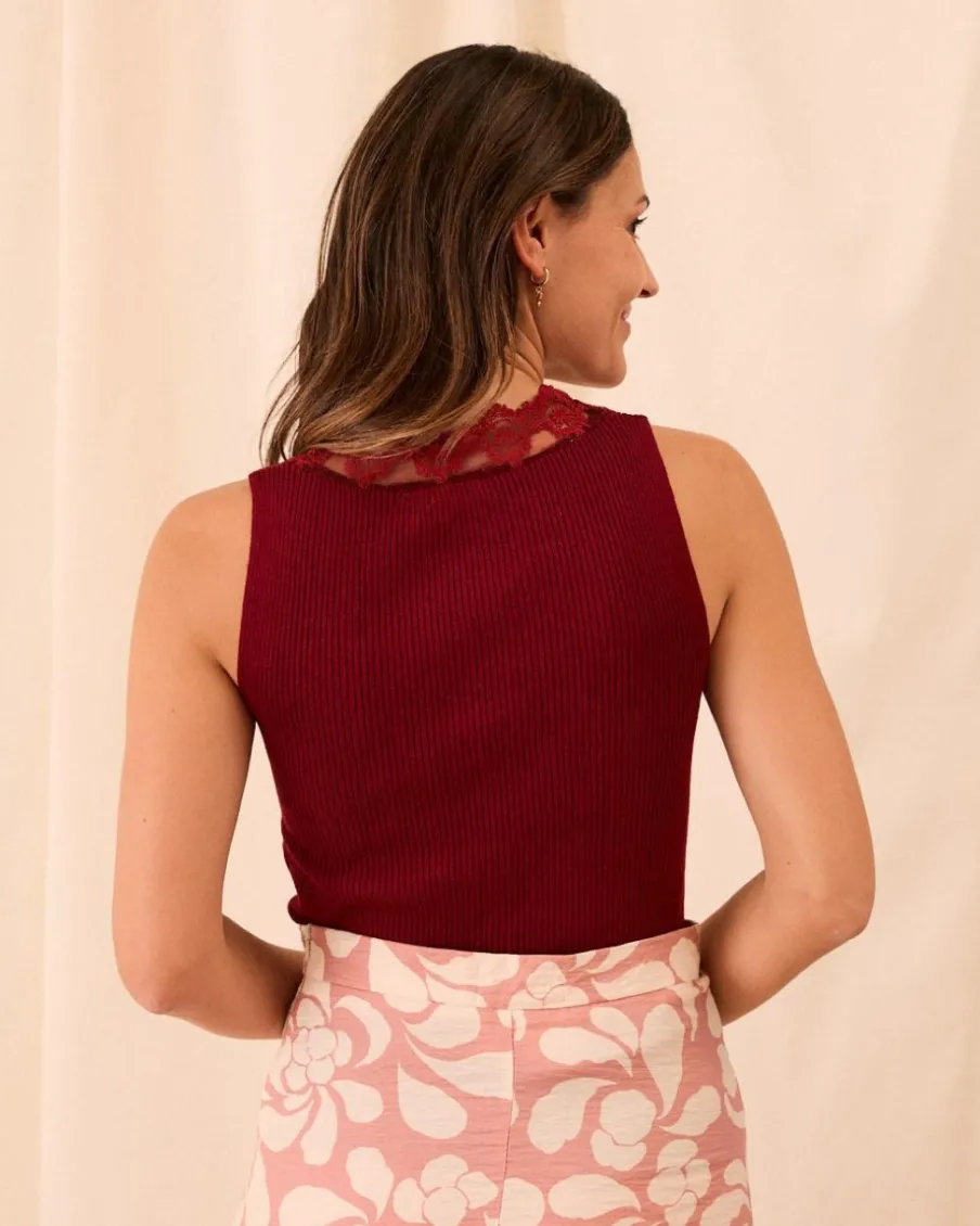 T-shirts Et Hauts-Polin et moi Haut en dentelle Mireya ROUGE