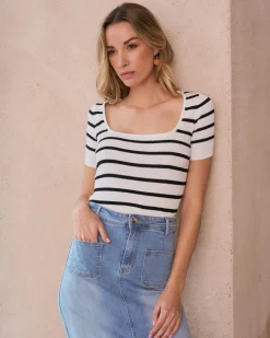 T-shirts Et Hauts-Polin et moi Haut rayé Paolina blanc