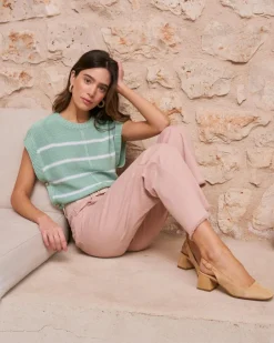 Point|T-shirts Et Hauts-Polin et moi Haut rayé vert aqua Vertd’eau