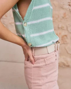 Point|T-shirts Et Hauts-Polin et moi Haut rayé vert aqua Vertd’eau