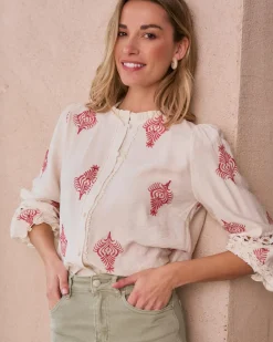 Maternité|Chemisiers Et Chemises-Polin et moi Herena Chemise brodée Cru