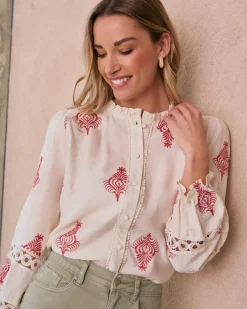 Maternité|Chemisiers Et Chemises-Polin et moi Herena Chemise brodée Cru