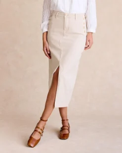 Jupes-Polin et moi Jupe en jean avec boutons latéraux beige