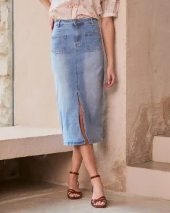 Jupes-Polin et moi Jupe midi Line DENIM