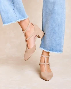 Talons Hauts-Polin et moi Mary Jane Arianna Bretelles BEIGE