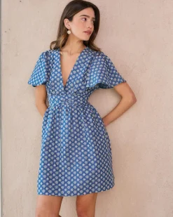 Robes Et Combinaisons-Polin et moi Naya Robe courte brodée DENIM