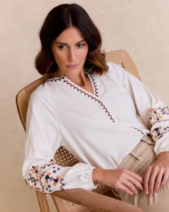 Chemisiers Et Chemises-Polin et moi Paulina Blouse brodée Cru