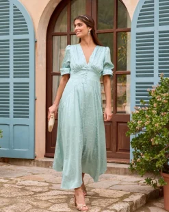 Maternité-Polin et moi Robe à décolleté Silvia Menthe