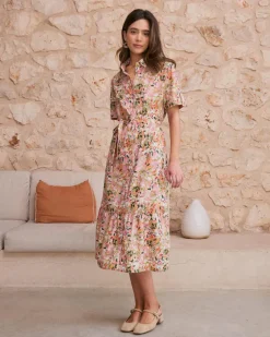 Robes Et Combinaisons-Polin et moi Robe chemise Caetana Rose