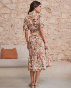 Robes Et Combinaisons-Polin et moi Robe chemise Caetana Rose