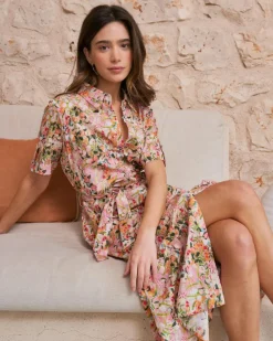 Robes Et Combinaisons-Polin et moi Robe chemise Caetana Rose