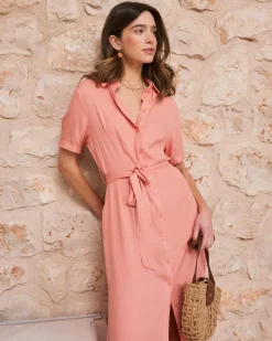 Maternité|Robes Et Combinaisons-Polin et moi Robe chemise corail