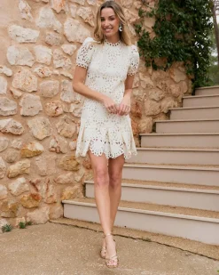 Robes Et Combinaisons-Polin et moi Robe courte ajourée Ornella Cru