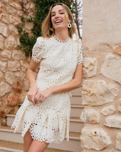 Robes Et Combinaisons-Polin et moi Robe courte ajourée Ornella Cru