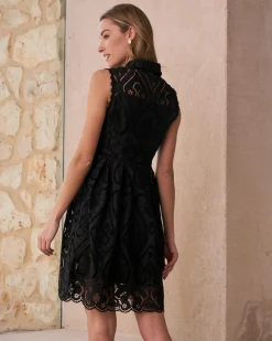 Robes Et Combinaisons-Polin et moi Robe courte brodée Uri noir