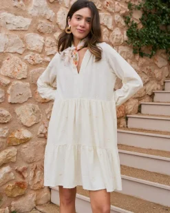 Robes Et Combinaisons-Polin et moi Robe courte en coton Pau Cru