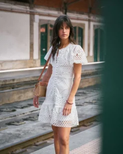 Robes Et Combinaisons-Polin et moi Robe en dentelle Leia blanc