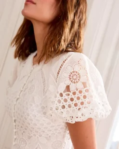 Robes Et Combinaisons-Polin et moi Robe en dentelle Leia blanc
