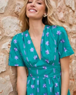 Robes Et Combinaisons-Polin et moi Robe longue brodée Rainelle Vertémeraude