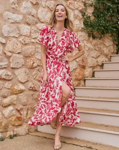 Robes Et Combinaisons-Polin et moi Robe longue Rosalía Framboise