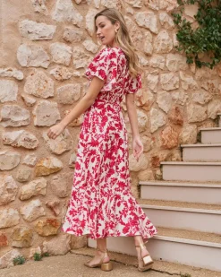 Robes Et Combinaisons-Polin et moi Robe longue Rosalía Framboise