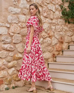 Robes Et Combinaisons-Polin et moi Robe longue Rosalía Framboise