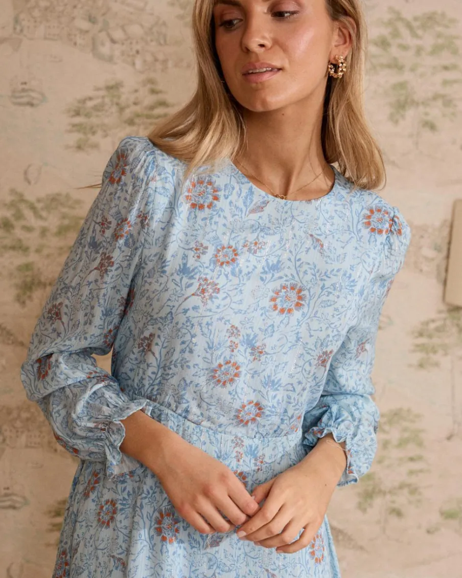 Robes Et Combinaisons-Polin et moi Robe midi Felicia fleurs denim