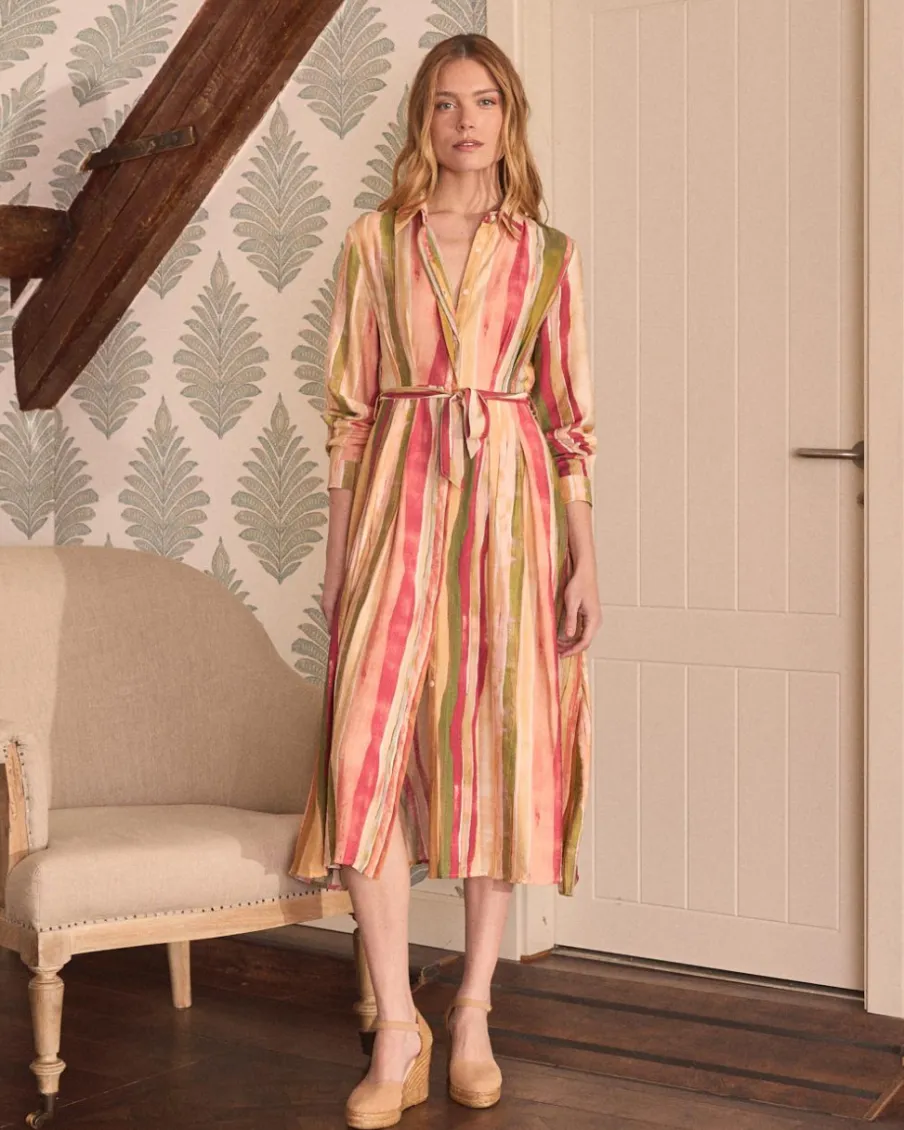 Maternité|Robes Et Combinaisons-Polin et moi Robe midi rayée Naelia beige