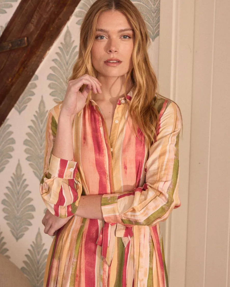 Maternité|Robes Et Combinaisons-Polin et moi Robe midi rayée Naelia beige