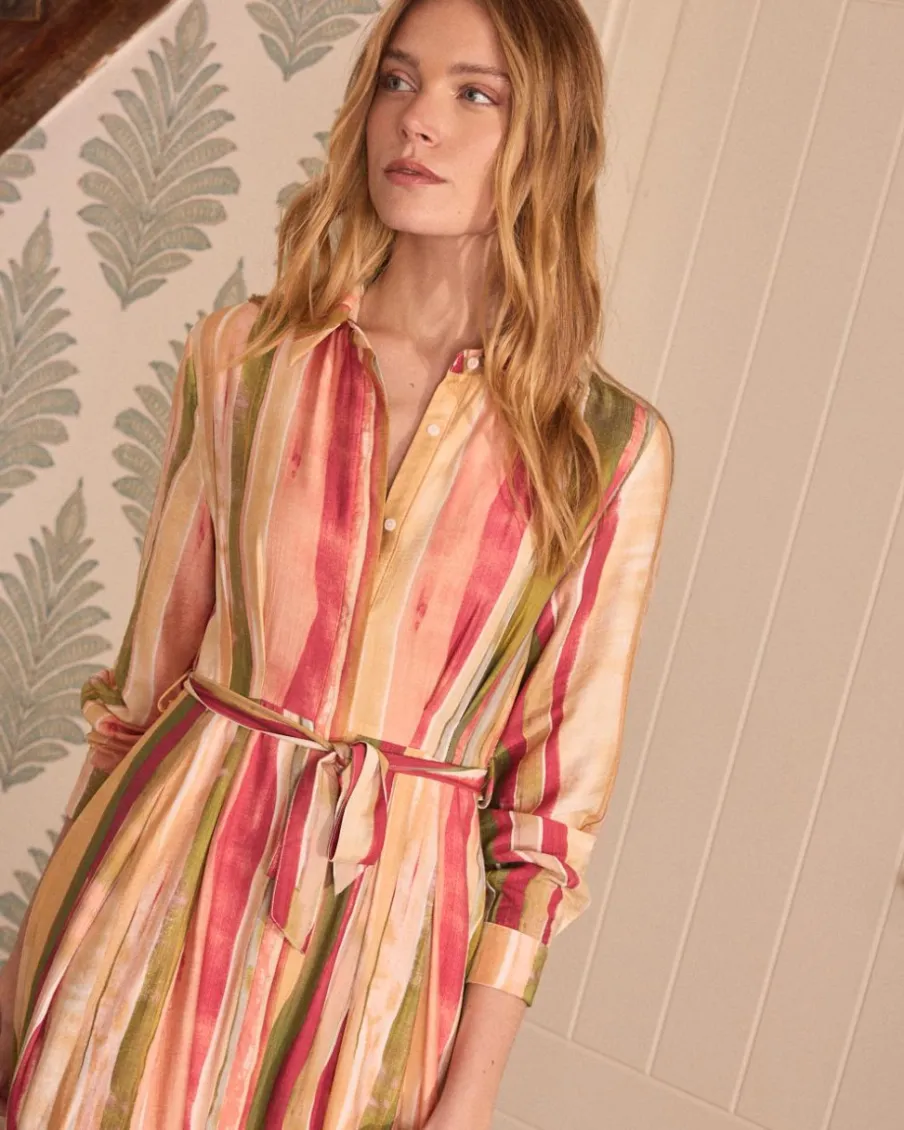 Maternité|Robes Et Combinaisons-Polin et moi Robe midi rayée Naelia beige