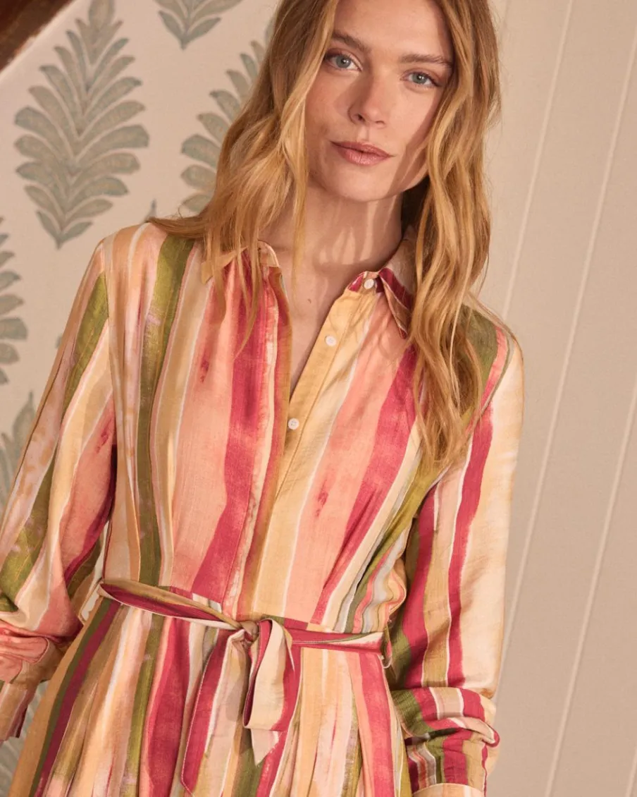 Maternité|Robes Et Combinaisons-Polin et moi Robe midi rayée Naelia beige