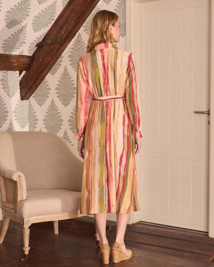 Maternité|Robes Et Combinaisons-Polin et moi Robe midi rayée Naelia beige