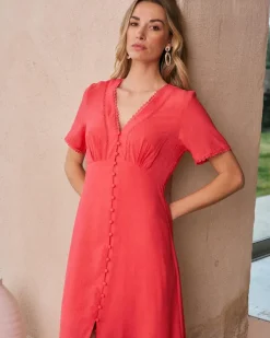 Robes Et Combinaisons-Polin et moi Robe mi-longue Tessaline corail