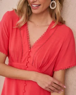 Robes Et Combinaisons-Polin et moi Robe mi-longue Tessaline corail