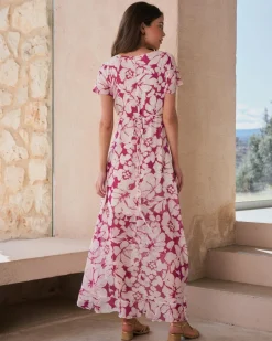 Robes Et Combinaisons-Polin et moi Robe portefeuille Quenda bougainvillée