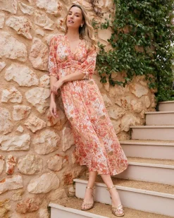 Maternité|Robes Et Combinaisons-Polin et moi Robe Uliana imprimer Pêche