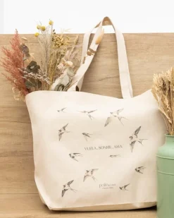 Sacs-Polin et moi Sac solidaire « Le vol des hirondelles » Beige