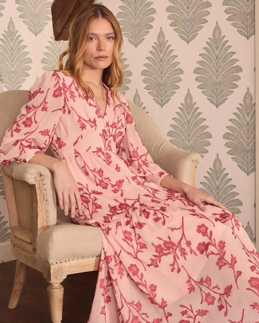 Maternité|Robes Et Combinaisons-Polin et moi Sivia Robe longue brodée Rose