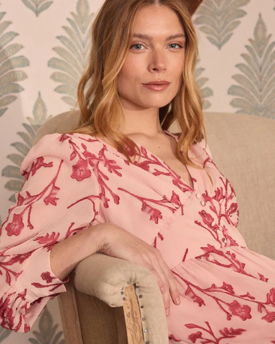 Maternité|Robes Et Combinaisons-Polin et moi Sivia Robe longue brodée Rose