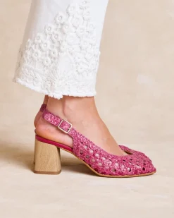 Sandales|Tressé-Polin et moi Talon tressé Alva Framboise