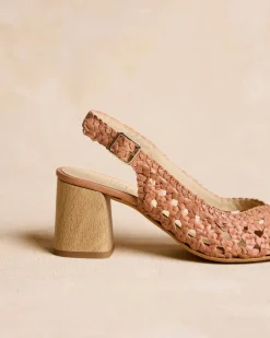 Tressé|Sandales-Polin et moi Talon tressé Popi ocre