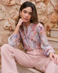 Chemisiers Et Chemises-Polin et moi Tamaris imprimer Patchwork Blouse Saumon