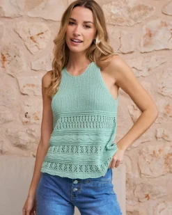 Point|T-shirts Et Hauts-Polin et moi Top en maille clémentine Vertd’eau