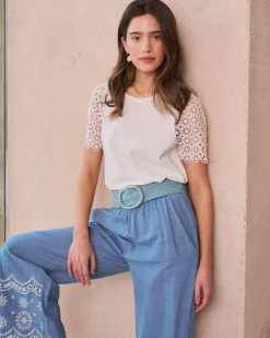 T-shirts Et Hauts-Polin et moi T-shirt à manches en dentelle Inara blanc