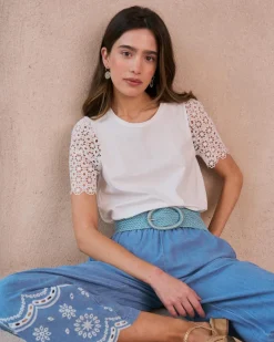 T-shirts Et Hauts-Polin et moi T-shirt à manches en dentelle Inara blanc