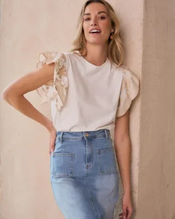 T-shirts Et Hauts-Polin et moi T-shirt à volants Luli blanc