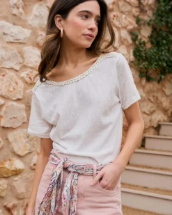 T-shirts Et Hauts-Polin et moi T-shirt tressé Aubrienne blanc