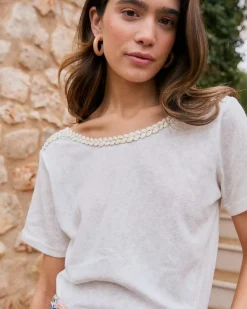 T-shirts Et Hauts-Polin et moi T-shirt tressé Aubrienne blanc