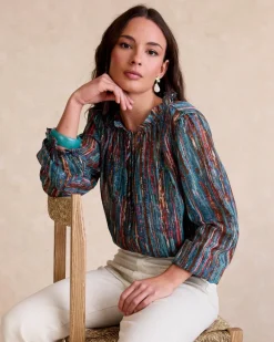 Chemisiers Et Chemises-Polin et moi Veronica Blouse à volants VERTFORÊT